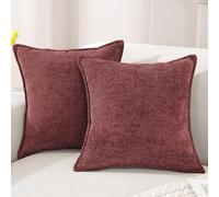 YSTELLAA Housse de Coussin Luxe Chenille Lot de 2, 60x60cm, Super Doux Housse Coussin Canape Canapé, Taie d'oreiller avec Fermeture Eclair Cachée, Maison Salon Chambre Décoration, Bordeaux