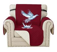 YSTELLAA Impermeable Housse Canapé 1 Place, Housse De Fauteuil, Universelle Protege Canape avec Accoudoirs, Antidérapante Épaissi, Protection Chat Chiens Griffures, Bourgogne