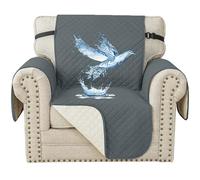 YSTELLAA Impermeable Housse Canapé 1 Place, Housse De Fauteuil, Universelle Protege Canape avec Accoudoirs, Antidérapante Épaissi, Protection Chat Chiens Griffures, Gris Foncé