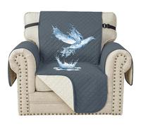 YSTELLAA Impermeable Housse Canapé 1 Place, Housse De Fauteuil, Universelle Protege Canape avec Accoudoirs, Antidérapante Épaissi, Protection Chat Chiens Griffures, Bleu Gris