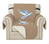 YSTELLAA Impermeable Housse Canapé 1 Place, Housse De Fauteuil, Universelle Protege Canape avec Accoudoirs, Antidérapante Épaissi, Protection Chat Chiens Griffures, Café Clair