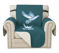 YSTELLAA Impermeable Housse Canapé 1 Place, Housse De Fauteuil, Universelle Protege Canape avec Accoudoirs, Antidérapante Épaissi, Protection Chat Chiens Griffures, Vert Foncé