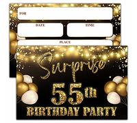 YSTEP B10 Lot de 20 cartes d'invitation pour 55e anniversaire Noir/doré avec enveloppes 10,2 x 15,2 cm