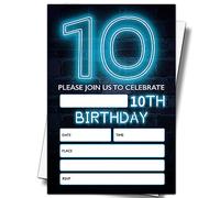 YSTEP Lot de 20 cartes d'invitation pour 10e anniversaire avec enveloppes, 10,2 x 15,2 cm, lumière néon - C16