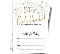 YSTEP Lot de 20 cartes d'invitation pour 35e anniversaire avec enveloppes, 10,2 x 15,2 cm, confettis blancs et dorés - C22