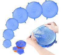 YSTrillion Couvercles en Silicone Extensibles,6 Pièces Pots De Yaourt Bocaux,Couvercle Etirable Couvercle Silicone Alimentaire Réutilisable pour Fruits, Bocaux,Bols,Bouteilles