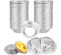 YSTrillion Moules à Tarte Aux œufs 100 Pièces Moule Tartelette Pasteis de Nata Kit,Moule Aluminium Jetable Plateaux en Papier d'Aluminium pour Tartes à la Confiture,la Cuisson de la Cuisine