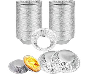 YSTrillion Moules à Tarte Aux œufs 100 Pièces Moule Tartelette Pasteis de Nata Kit,Moule Aluminium Jetable Plateaux en Papier d'Aluminium pour Tartes à la Confiture,la Cuisson de la Cuisine