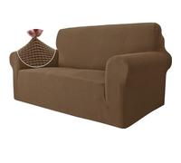 Ystyle Housse Canapé 2 Places avec Accoudoirs, Extensible Housses de Canapé, Universelle Housse Canape Protection Chat Chiens Griffures, Housse Fauteuil Antidérapante, Brun