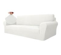 Ystyle Housse Canapé 4 Places avec Accoudoirs, Extensible Housses de Canapé, Universelle Housse Canape Protection Chat Chiens Griffures, Housse Fauteuil Antidérapante, Blanc