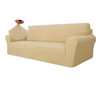 Ystyle Housse Canapé 4 Places avec Accoudoirs, Extensible Housses de Canapé, Universelle Housse Canape Protection Chat Chiens Griffures, Housse Fauteuil Antidérapante, Beige Jaune