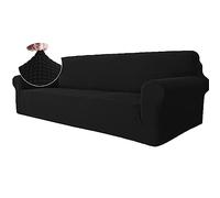 Ystyle Housse Canapé 4 Places avec Accoudoirs, Extensible Housses de Canapé, Universelle Housse Canape Protection Chat Chiens Griffures, Housse Fauteuil Antidérapante, Noir