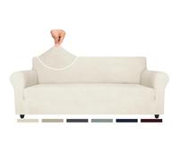 Ystyle Housse de Canapé 4 Places avec Accoudoirs, Housse Canapé Extensible, Protection Canape Chien, Universelle Hiver Sofa Cover, Antidérapante Housses de Canapé, Crème