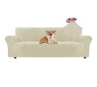 Ystyle Housse de Canapé en Velours 4 Places, Universelle Sofa Cover avec Accoudoirs, Protection Canapé Chat Chiens Griffures, Housse pour Canapé Extensible Housse de Canape, Beige