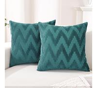 Ystyle Housse de Coussin Lot de 2 60x60, Taie d'oreiller en Velours Plissé Tridimensionnel en W avec Fermeture Eclair Caché, Décoration Maison Salon Chambre, Vert