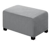 Ystyle Housses de Pouf Rectangulaire Extensible, XXS, Gris Clair | Housse Ottomane Carré Extensible Jacquard, Résistant aux Taches et Lavable en Machine, Convient au Salon et à la Chambre