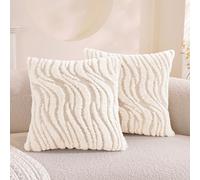 Ystyle Lot De 2 Decorative Housse Coussin 40x40 cm, Housse de Coussin en Peluche Douce Water Ripple, Cushion Covers Élégantes Modernes Résistantes, pour Maison Salon Chambre, Crème