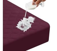 Ystyle Protege Matelas Impermeable 140x200cm Matelassé - Bonnet Jusqu'À 30cm avec Élastique Tout Autour - Protège Matelas Bruit Housses - Anti-Acariens Et Respirant, Bordeaux