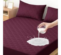 Ystyle Protege Matelas Impermeable 160x190 CM, Protection Matelas Anti-Acariens Bonnet Jusqu'à 30cm, Protège Matelas Matelassé Lavable, Mattress Protector Élastique Tout Autour, Bourgogne