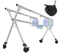 YSUEFIJO Etendoir a Linge Pliable Exterieur, Etendage Linge Interieur en Acier Inoxydable, Grande Capacité Sechoir a Linge Balcon avec 20 Crochets Coupe-Vent et 4 Roues (240cm)