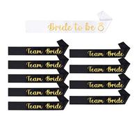 YSUVIN Bride Sash Set, 10 Pcs Briachelorette Sash avec 1 Blanc Bride to Be et 9 Noir Team Bride Sash, Bride Accessories Enterrement de Vie de Jeune Fille, Mariage, Douche Nuptiale, Décoration Femmes