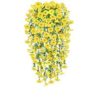 YSUVIN Fleurs Artificielles, 2 Pièces Pétunia Plante Artificielle Exterieur, Pétunia Plante Suspendue Artificielle, Resistant aux UV Fleurs Artificielles aux Deco Balcon Mariage Maison Jardin, Jaune
