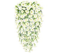 YSUVIN Fleurs Artificielles, 2 Pièces Pétunia Plante Artificielle Exterieur, Pétunia Plante Suspendue Artificielle, Resistant aux UV Fleurs Artificielles aux Deco Balcon Mariage Maison Jardin, Blanc