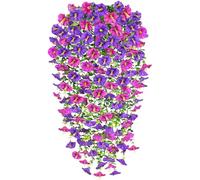 YSUVIN Fleurs Artificielles, 2 Pièces Pétunia Plante Artificielle Exterieur, Pétunia Plante Suspendue Artificielle, Resistant aux UV Fleurs Artificielles aux Deco Balcon Mariage Jardin, Violet Rouge