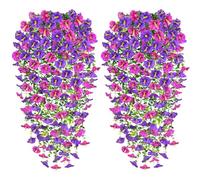 YSUVIN Fleurs Artificielles, 4 Pièces Pétunia Plante Artificielle Exterieur, Pétunia Plante Suspendue Artificielle, Resistant aux UV Fleurs Artificielles aux Deco Balcon Mariage Jardin, Violet Rouge