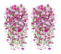 YSUVIN Fleurs Artificielles, 4 Pièces Pétunia Plante Artificielle Exterieur, Pétunia Plante Suspendue Artificielle, Resistant aux UV Fleurs Artificielles Deco Balcon Mariage Jardin, Violet Dégradé