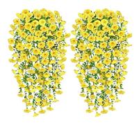 YSUVIN Fleurs Artificielles, 4 Pièces Pétunia Plante Artificielle Exterieur, Pétunia Plante Suspendue Artificielle, Resistant aux UV Fleurs Artificielles aux Deco Balcon Mariage Maison Jardin, Jaune