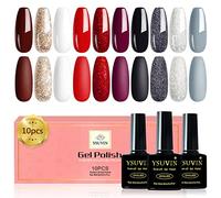 YSUVIN Vernis Semi Permanent, 10 Couleurs Rouge Noir Gris Blanc Or Paillettes Vernis À Ongles Soak Off UV Ensemble D'ongles Nail Art Salon DIY à La Maison, Noël La Saint-Valentin Cadeaux