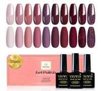YSUVIN Vernis Semi Permanent, 10 Couleurs Rouge Pourpre Bordeaux Marron Foncé Rouge Cerise Vin Pruneaux Paillettes Vernis à Ongles Soak off UV Pour Nail Art Salon, Noël La Saint-Valentin