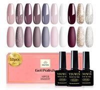 YSUVIN Vernis Semi Permanent, 10 Couleurs Taupe Rouge Bordeaux Nude Foncé Rose Pâle Blanc Gris Pailleté Hiver Vernis Gel Soak Off UV/LED Vernis à Ongles French Manucure Nail Art Salon