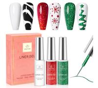 YSUVIN Vernis Semi Permanent, 3 Couleurs Blanc Rouge Vert Gel Liner Nail Art Pailleté Vernis à Ongles Soak Off UV pour French Manucure DIY Paint Nail Art Décoration, Noël Cadeaux Beauté, 8ML
