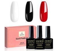 YSUVIN Vernis Semi Permanent, 3 Couleurs Noir Blanc et Rouge Vernis à Ongles Gel Soak Off UV Ensemble D'ongles Couleur De Base pour Nail Art Salon DIY à La Maison, Noël La Saint-Valentin Cadeaux