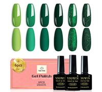 YSUVIN Vernis Semi Permanent, 6 Couleurs émeraude Vert Crystal Olive Foncé Velvet Vert Forêt Green Pailleté Vernis à Ongles Soak Off UV LED Nail Art Salon DIY à La Maison, Noël Vernis Gel