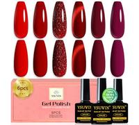 YSUVIN Vernis Semi Permanent, TPO-FREE HEMA-FREE,6 Couleurs Rouge Violet Rosé Paillettes, Gel UV Vernis Cat Eye Gel Nail Polish Soak Off UV/LED Pour Holographique Manucure Kit DIY Nail Salon, 8ml
