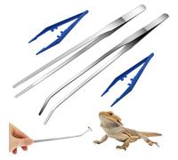 YSUY Fournitures d'alimentation et d'arrosage pour reptiles - 2 pinces d'alimentation extra longues en acier inoxydable et 2 pinces courtes bleues pour aquarium, excellent accessoire serpent - 27 cm.