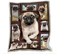 YSWFGE Carlin Flanelle Couverture Polaire 3D Animal Chien pour Enfant Garcon Fille,Couverture Sherpa Chaude Microfibre Fluffy Douce Canape Jetés Lit 2 Personnes 150X200cm