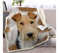 YSWFGE Fox Terrier Filaire Flanelle Couverture Polaire 3D Animal Chien pour Enfant Garcon Fille,Couverture Sherpa Chaude Microfibre Fluffy Douce Canape Jetés Lit 1 Personnes 130X150cm