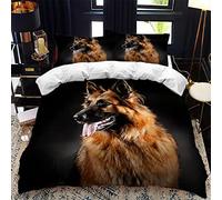 YSWFGE Housse de Couette Berger Allemand 220x240cm 2 Personnes Parure de Lit 3 pièces Chien Animal Literie 3D Impression Microfibre avec Fermeture éclair Hiver Housse de Couette pour Enfant et Adulte