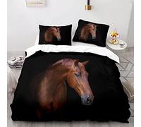 YSWFGE Housse de Couette Cheval 140x200 cm 1 Personne Parure de Lit 3 pièces Cheval Animal Literie 3D HD Impression Microfibre avec Fermeture éclair Hiver Housse de Couette pour Enfant et Adolescent