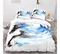 YSWFGE Housse de Couette Cheval 140x200 cm 1 Personne Parure de Lit 3 pièces Cheval Animal Literie 3D HD Impression Microfibre avec Fermeture éclair Hiver Housse de Couette pour Enfant et Adolescent