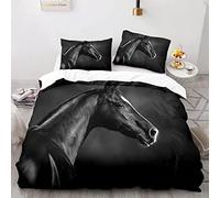 YSWFGE Housse de Couette Cheval 220x240 cm 2 Personnes Parure de Lit 3 pièces Cheval Animal Literie 3D HD Impression Microfibre avec Fermeture éclair Hiver Housse de Couette pour Enfant et Adolescent