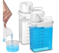 YSWOVUO 2 Pièces 1800ML Distributeur de Lessive avec Verre Doseur, Hermétique Boîte de Rangement pour Poudre à Laver et Lessive, Contenant pour Céréales Sucre Muesli, Récipient d'Aliments pour Animaux