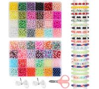 YSWOVUO 2400 Pièces 48 Couleurs Perles pour Bracelet, 6mm Rond pour Bijoux, Kit pour Fabrication de Boucles D'oreilles Bracelets Colliers, Création pour Adulte et Enfant