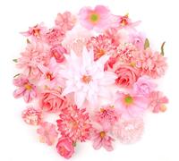 YSWOVUO 29 Pieces Têtes de Fleur Artificielle, 13 Espèces 4~13cm Fleurs Artificielles Deco, Fausse Fleur en Tissu pour DIY Scrapbooking Bouquet Artisanat Mariage Gâteau Fête Jardin, Rose
