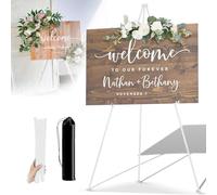 YSWOVUO Chevalet Peinture, 160cm Chevalet Mariage Ajustable, Chevalet Télescopique de Studio pour Mariage, Affiches, Intérieur, Extérie, Exposition de Peintures sur Toile, Blanc