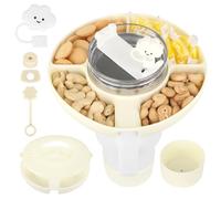 YSWOVUO Coupe à Goûter avec Couvercle pour Stanley Cup 40oz, Bol à Collation en Silicone avec 5pcs Stanley Cup Accessoires, Plateau à Goûter avec 4 Compartiments pour Bonbons Popcorn Fruits